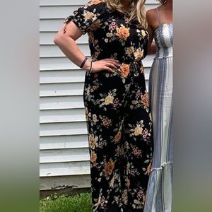 Xhilaration Black Floral Jumpsuit with Pockets Target Style